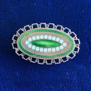 Antique Victorian Green Enamel Collar Pin 1880-1910